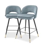 Set scaune de bar din catifea Mirage Blue 92cm Mobilier