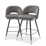 Set scaune de bar din catifea Mirage Gray 92cm Mobilier