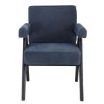 Scaun dining din piele nabuc Mathew Navy 87cm Mobilier