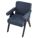 Scaun dining din piele nabuc Mathew Navy 87cm Mobilier