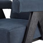 Scaun dining din piele nabuc Mathew Navy 87cm Mobilier